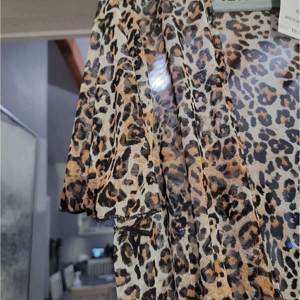 Jordan Taylor Women' Leopard open front Shear Beach Caftan Kimono Cover… - Picture 4 of 5
